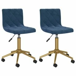 Null VidaXL Esszimmerstühle 2 Stk. Drehbar Blau Samt