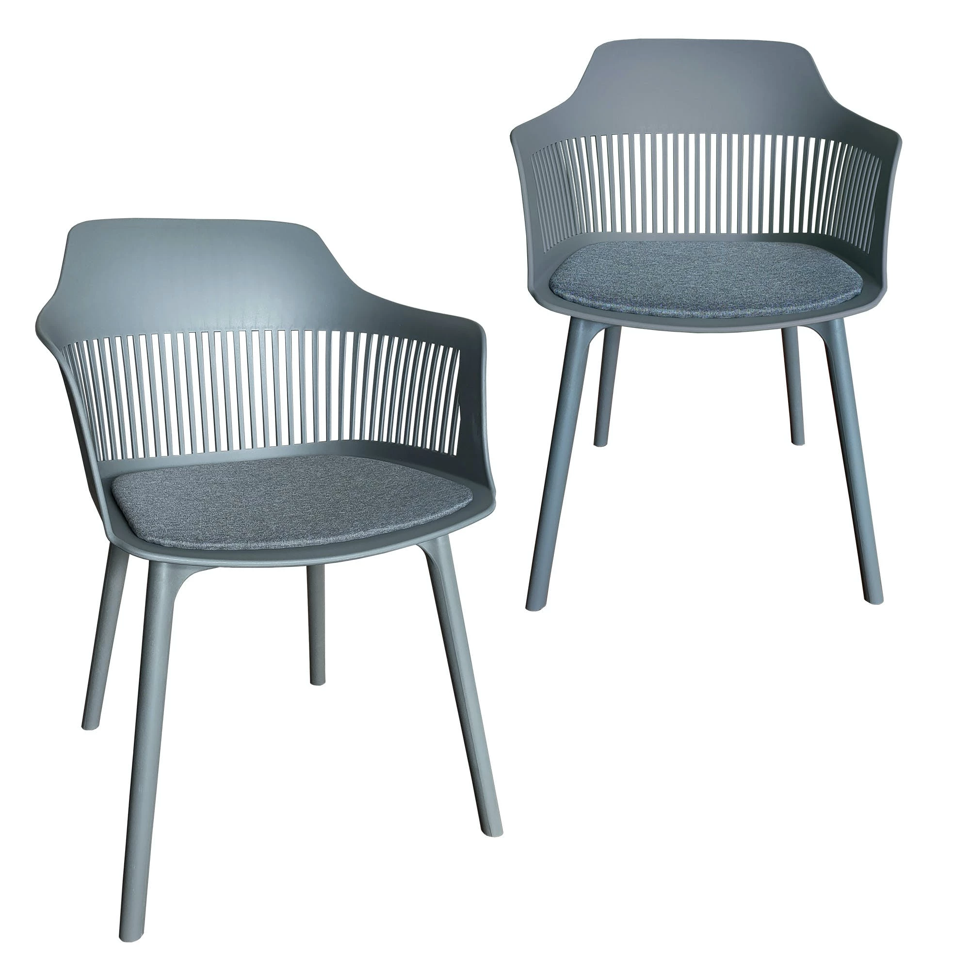 Null Trisens Moderner Gartenstuhl In Eleganter Optik - Bequeme Esszimmerstühle Pflegeleichte Terrassenmöbel Für Den Außen- Und Innenbereich 2 St. Grau