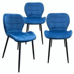 Null Esszimmerstuhl, Küchenstuhl , Mit Einem Samtvelours Bezug Und Einem Metallgestell 3 St. Samt - Navi