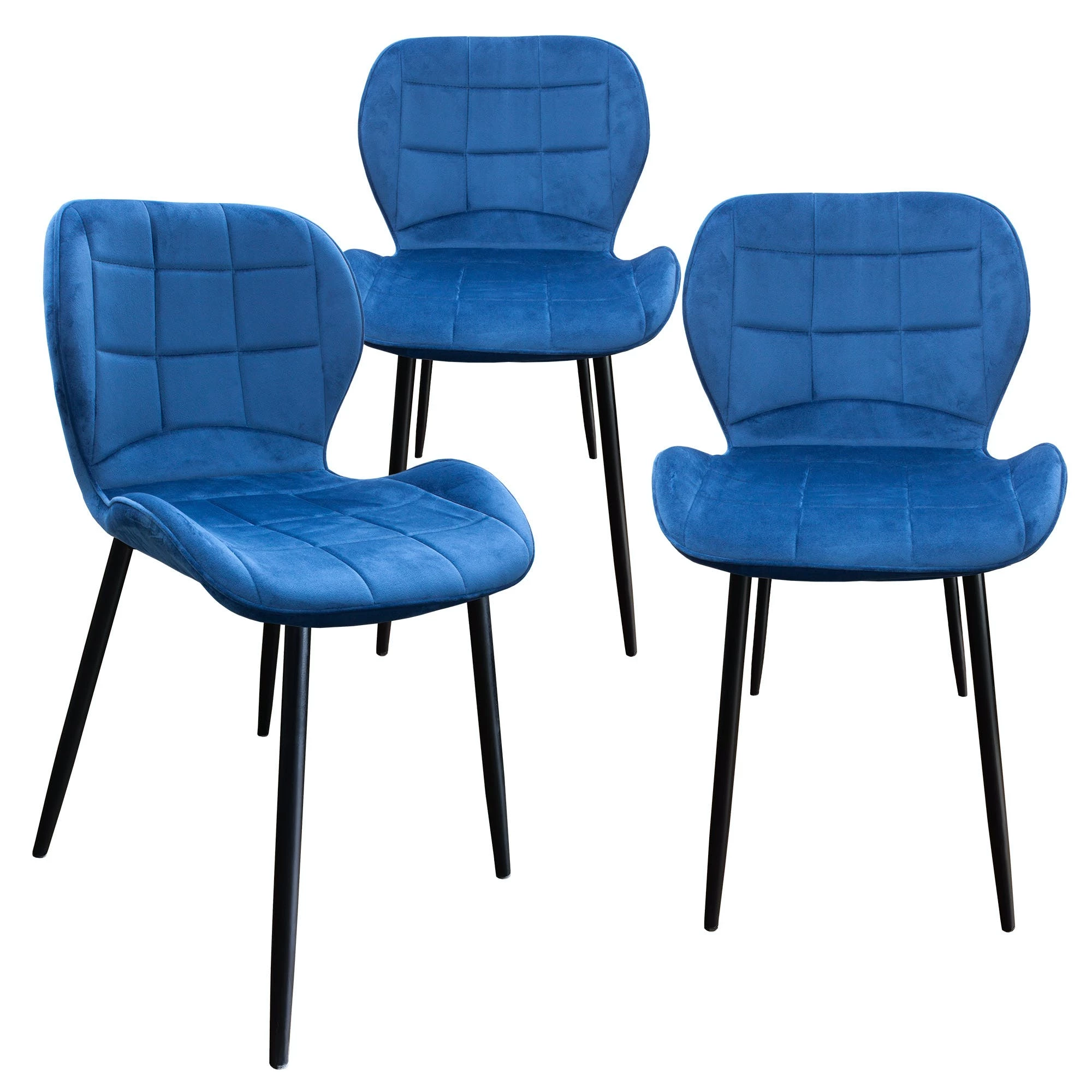 Null Esszimmerstuhl, Küchenstuhl , Mit Einem Samtvelours Bezug Und Einem Metallgestell 3 St. Samt - Navi
