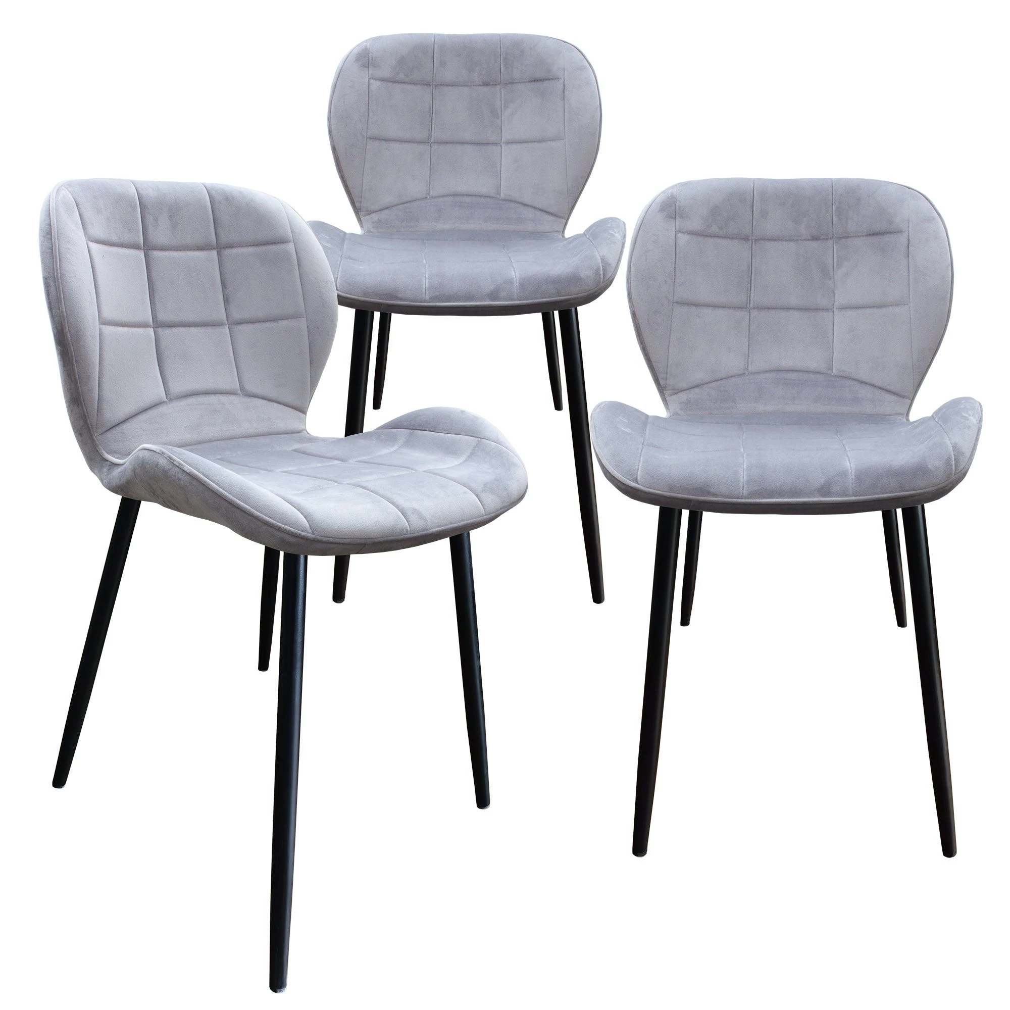 Null Esszimmerstuhl, Küchenstuhl , Mit Einem Samtvelours Bezug Und Einem Metallgestell 3 St. Samt - Navi – Bild 4