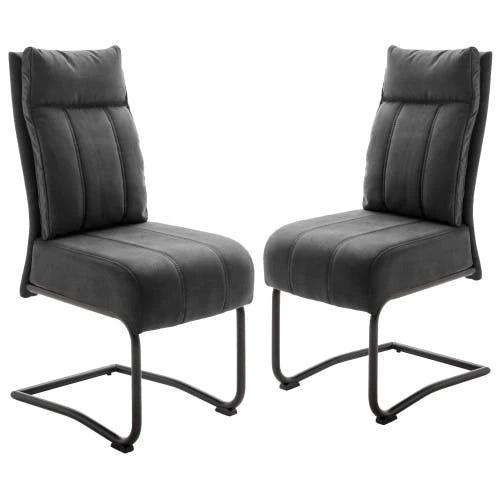 Null Raburg 2er-Set Esszimmerstuhl PIA In ANTHRAZIT, Chenille-Look, Gestell SILBER – Bild 5