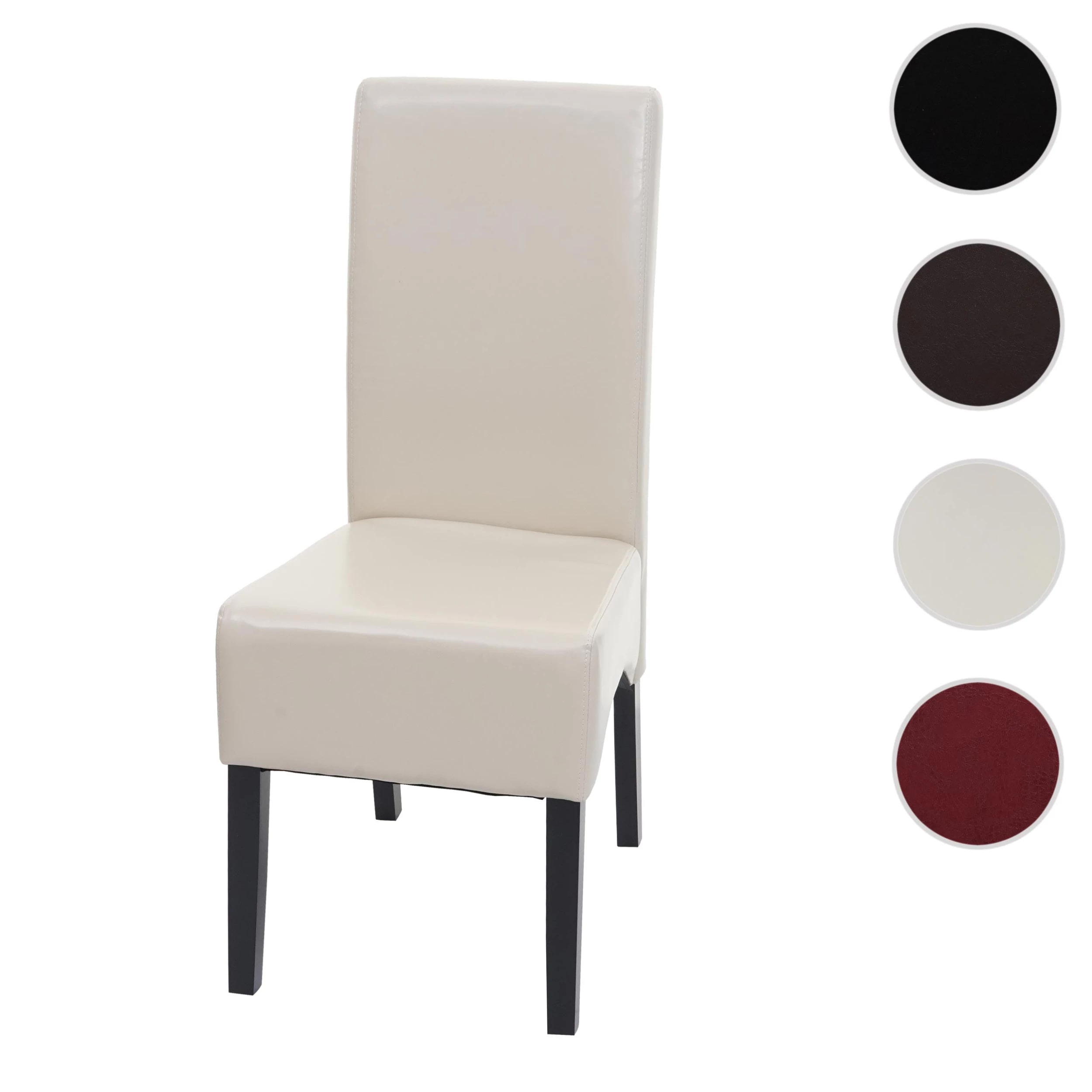 Null Esszimmerstuhl Latina, Küchenstuhl Stuhl, Leder ~ Creme, Dunkle Beine – Bild 2