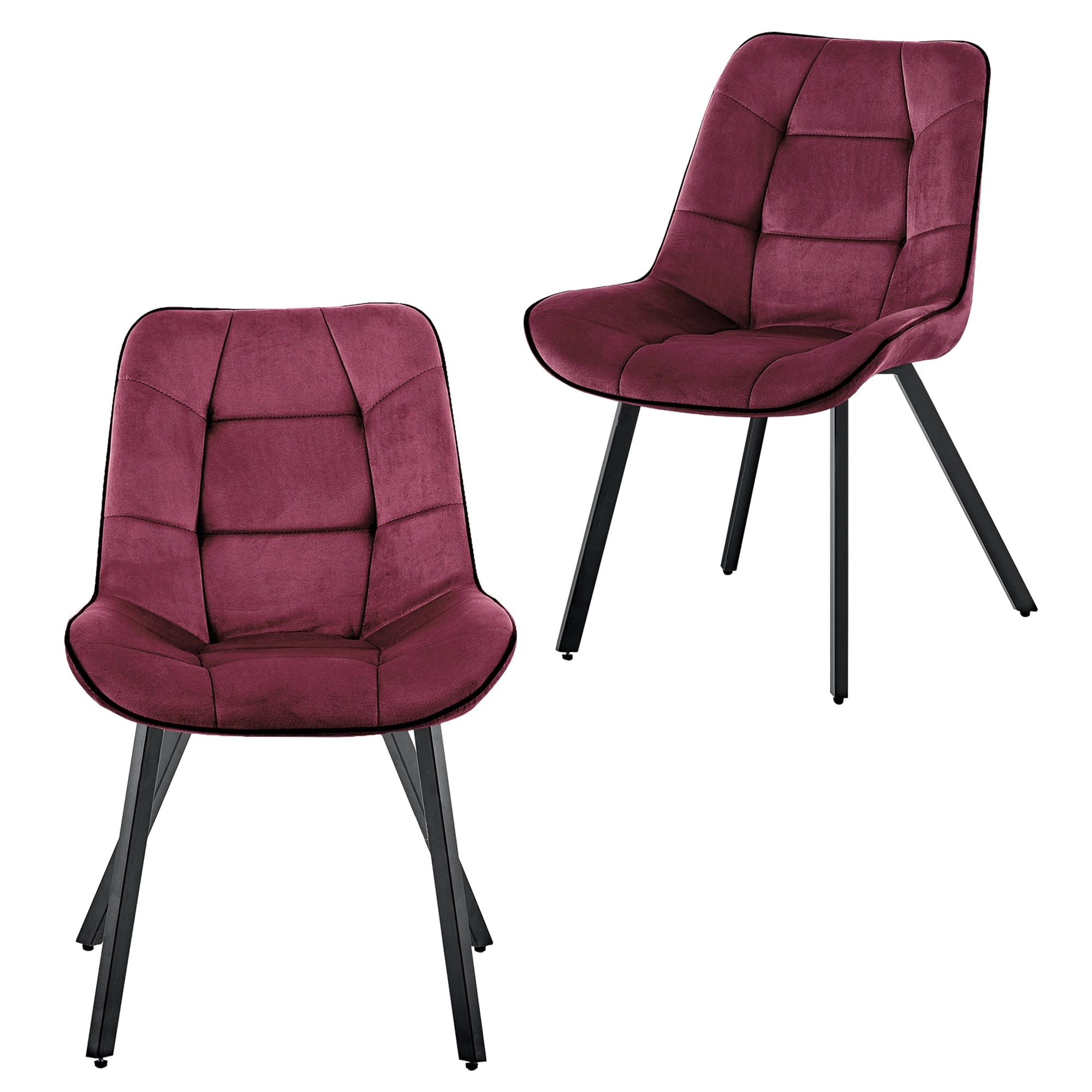 Null Samtstühle Stoffstühle Polsterstuhl Esszimmerstühle Küchenstühle Aus Samt Metallbeine 1 St. Bordeaux – Bild 2