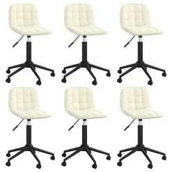 Null VidaXL Esszimmerstühle 6 Stk. Drehbar Creme Samt
