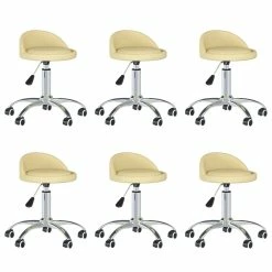 Null VidaXL Esszimmerstühle 6 Stk. Drehbar Creme Kunstleder
