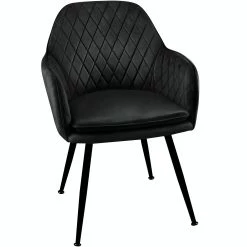 Null Esszimmerstühle Design Stuhl Mit Arm-Rücklehne Wohnzimmerstuhl Polsterstuhl Samt 1 St. Schwarz