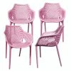 Null Gartensessel Gartenstuhl Kunststoff Stapelstuhl Armlehne Küchenstuhl Bistrostuhl 4 St. Rosa