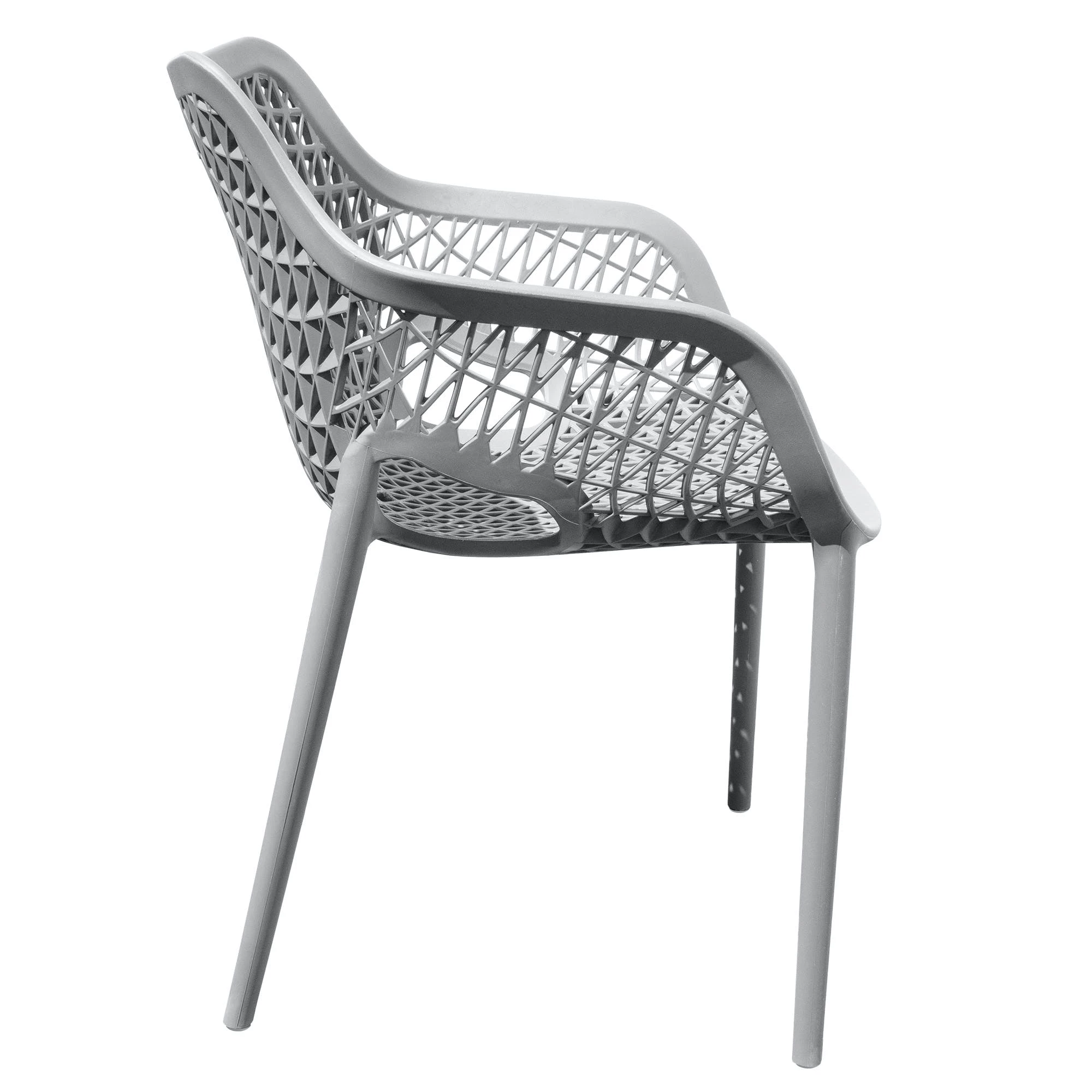 Null Gartensessel Gartenstuhl Kunststoff Stapelstuhl Armlehne Küchenstuhl Bistrostuhl 2 St. Grau – Bild 7