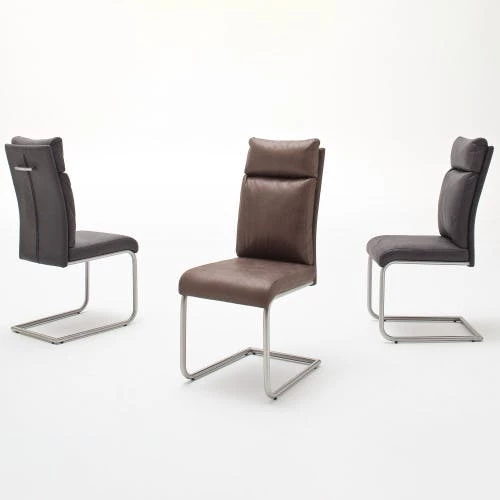 Null Raburg 2er-Set Esszimmerstuhl PIA In ANTHRAZIT, Chenille-Look, Gestell SILBER – Bild 6