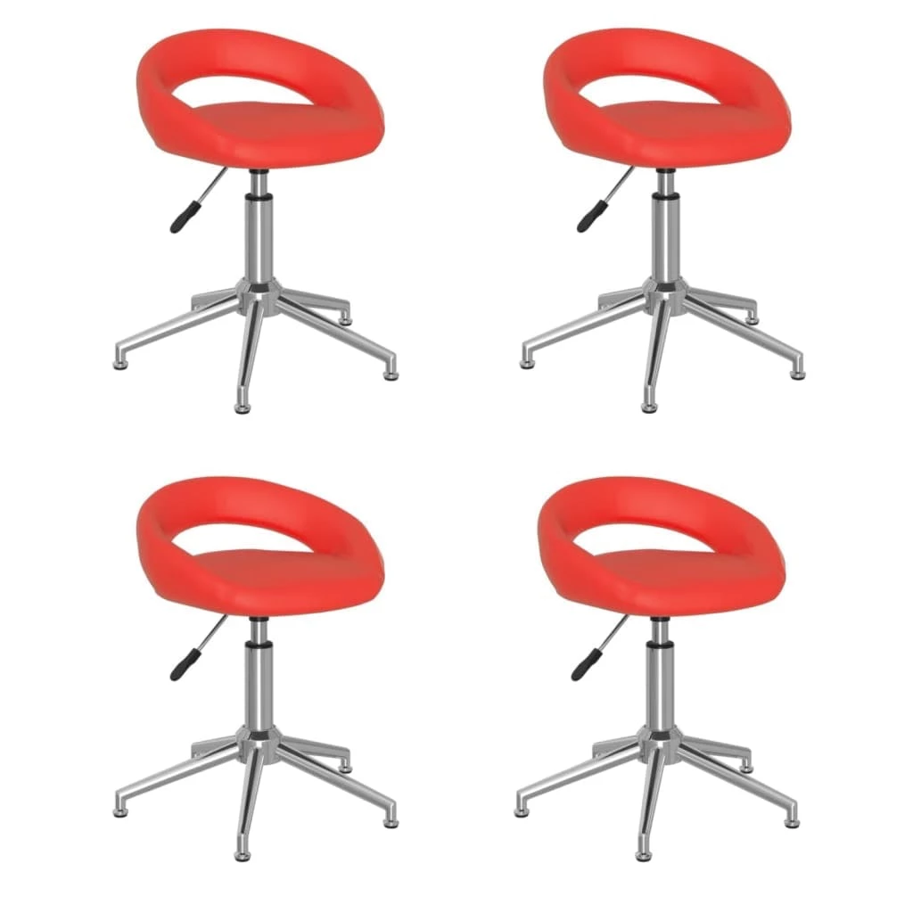 Null VidaXL Esszimmerstühle 4 Stk. Drehbar Rot Kunstleder – Bild 2