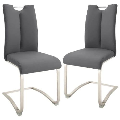 Null Raburg 2er-Set Esszimmerstuhl ARTOS XL In SCHWARZ, Echtleder, Gestell In SILBER – Bild 2