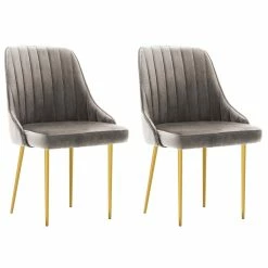 Null VidaXL Esszimmerstühle 2 Stk. Hellgrau Samt