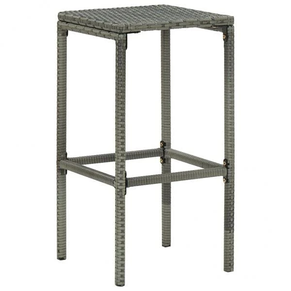 Null Barhocker Mit Kissen 2 Stk. Grau Poly Rattan – Bild 3