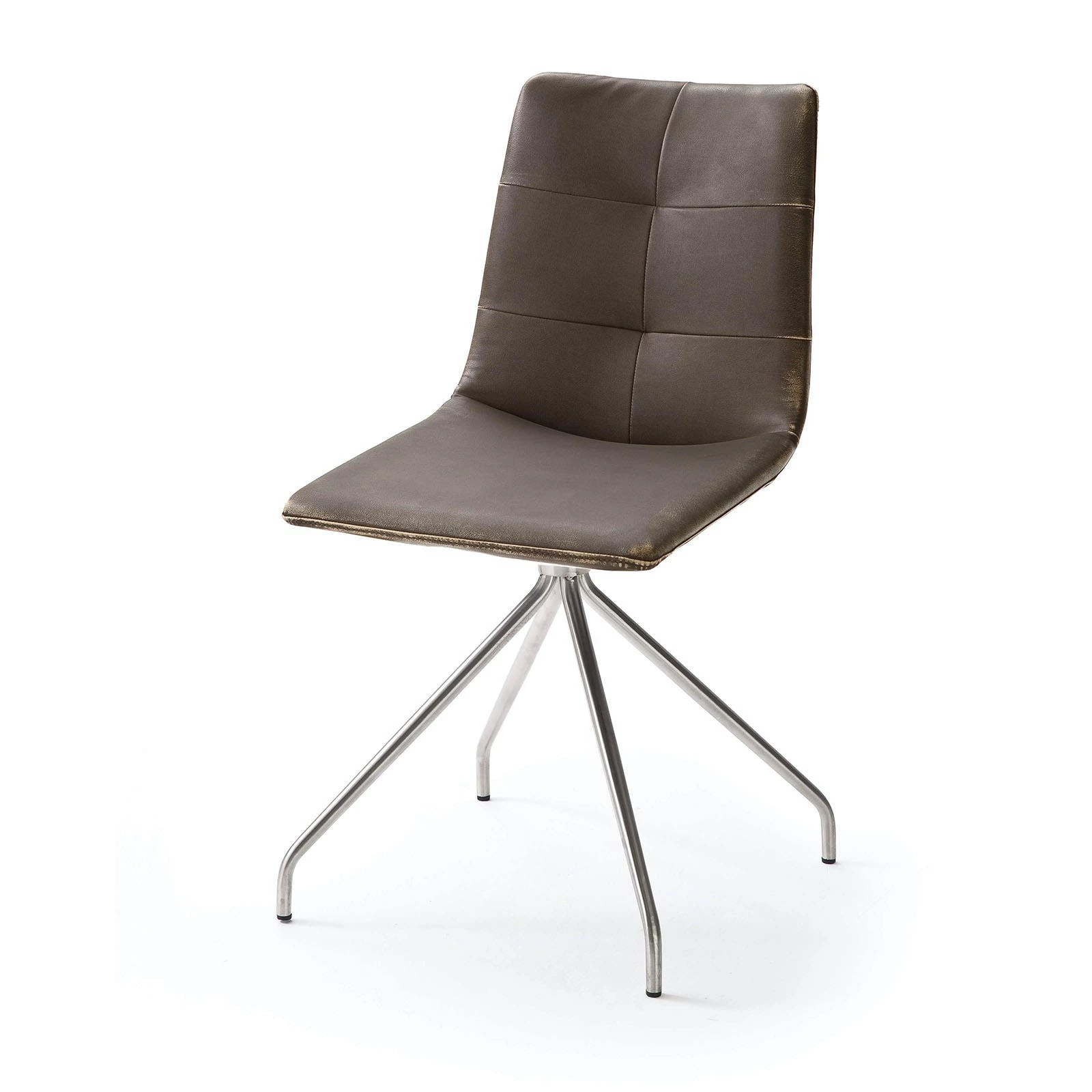 Null Stuhl Alessia G Vintage Braun Im 2er Set Stativgestell Rund Anthrazit – Bild 3