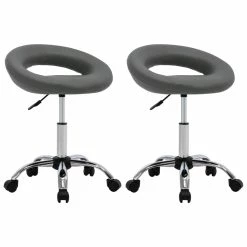 Null VidaXL Esszimmerstühle 2 Stk. Drehbar Grau Kunstleder