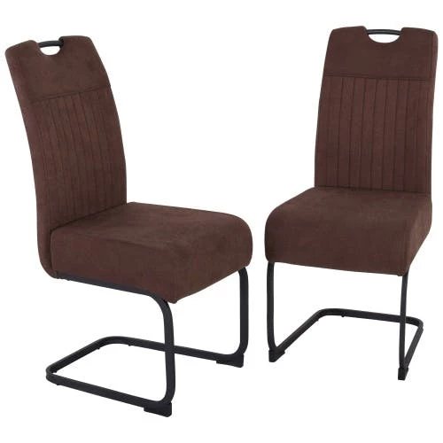 Null Raburg Louming 2er Set Freischwinger MARGIE, Stoff, Braun, Gestell: Schwarz