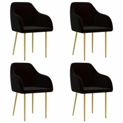 Null VidaXL Esszimmerstühle 4 Stk. Schwarz Samt