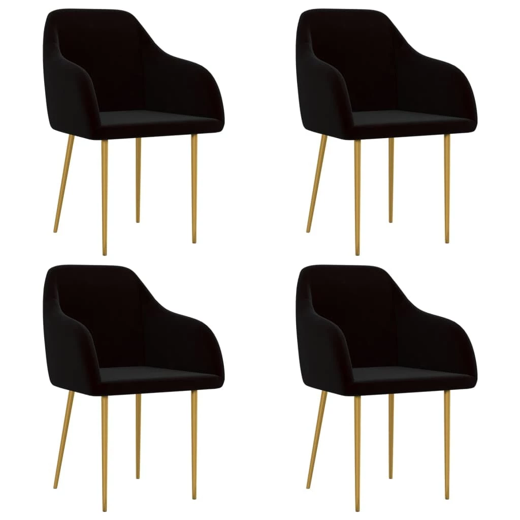 Null VidaXL Esszimmerstühle 4 Stk. Schwarz Samt