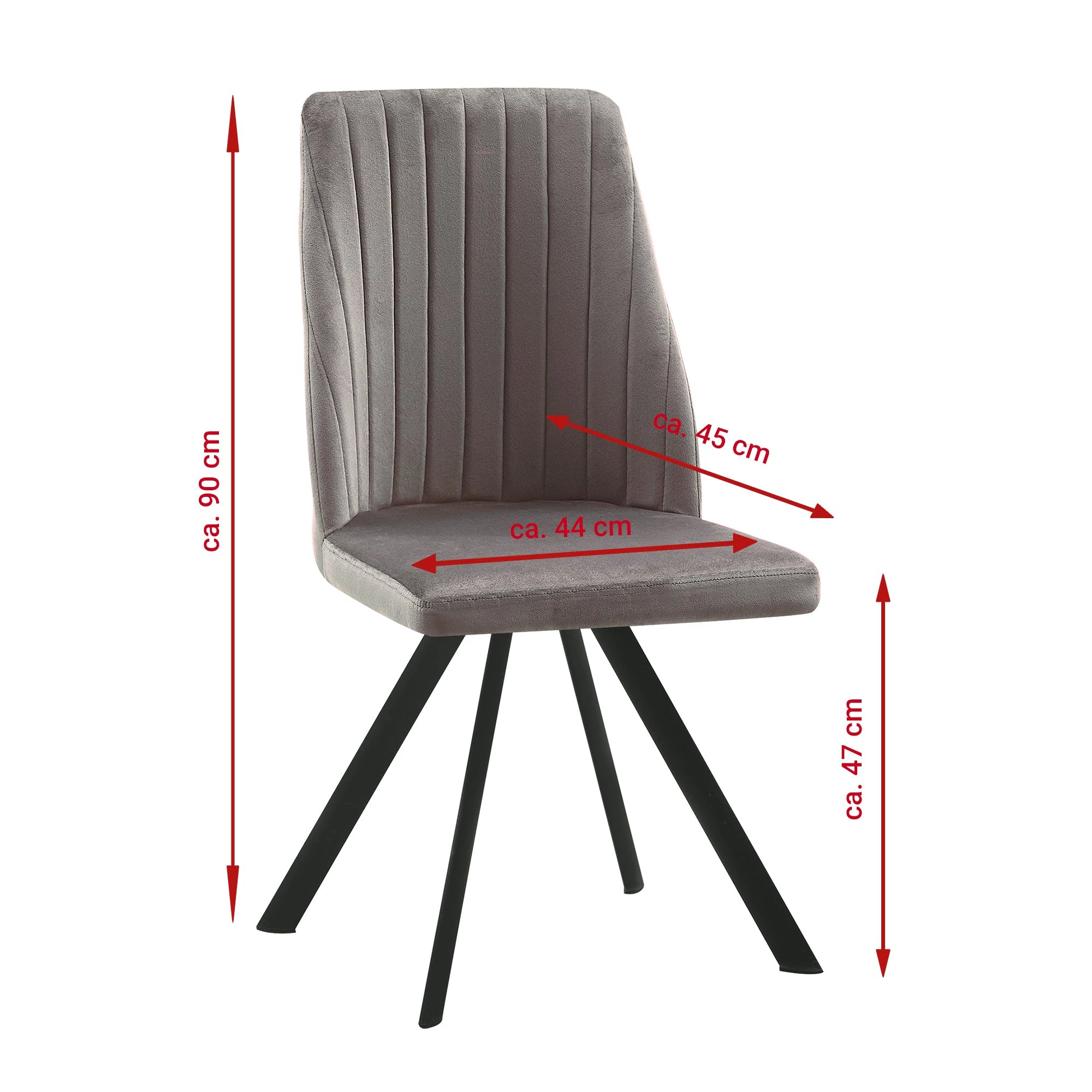 Null Esszimmerstühle Küchenstuhl Polsterstuhl Design Stuhl Mit Rückenlehne, Mit Sitzfläche Aus Samt, Gestell Aus Metall 1 St. Taupe – Bild 6