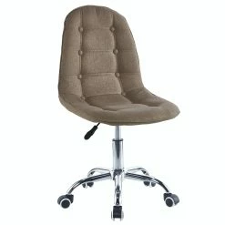 Null Esszimmerstuhl Stoff - Leinen Wohnzimmerstuhl Küchenstuhl Drehstuhl Stühle 1 St. Braun