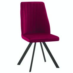 Null Esszimmerstühle Küchenstuhl Polsterstuhl Design Stuhl Mit Rückenlehne, Mit Sitzfläche Aus Samt, Gestell Aus Metall 1 St. Bordeaux