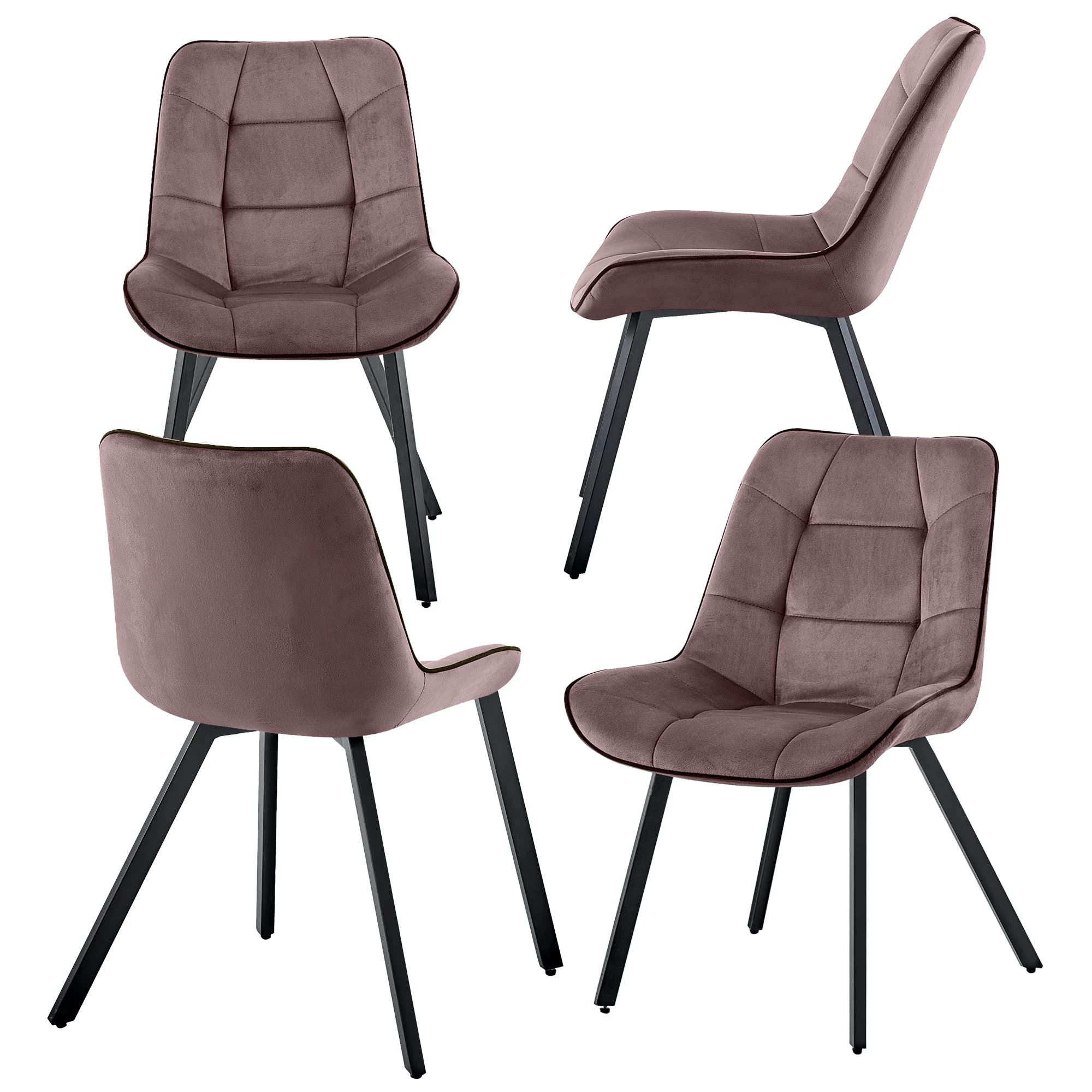 Null Samtstühle Stoffstühle Polsterstuhl Esszimmerstühle Küchenstühle Aus Samt Metallbeine 4 St. Bordeaux – Bild 5