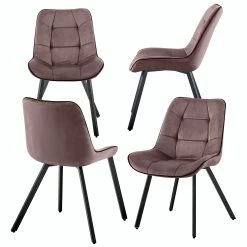 Null Samtstühle Stoffstühle Polsterstuhl Esszimmerstühle Küchenstühle Aus Samt Metallbeine 4 St. Dustrosa