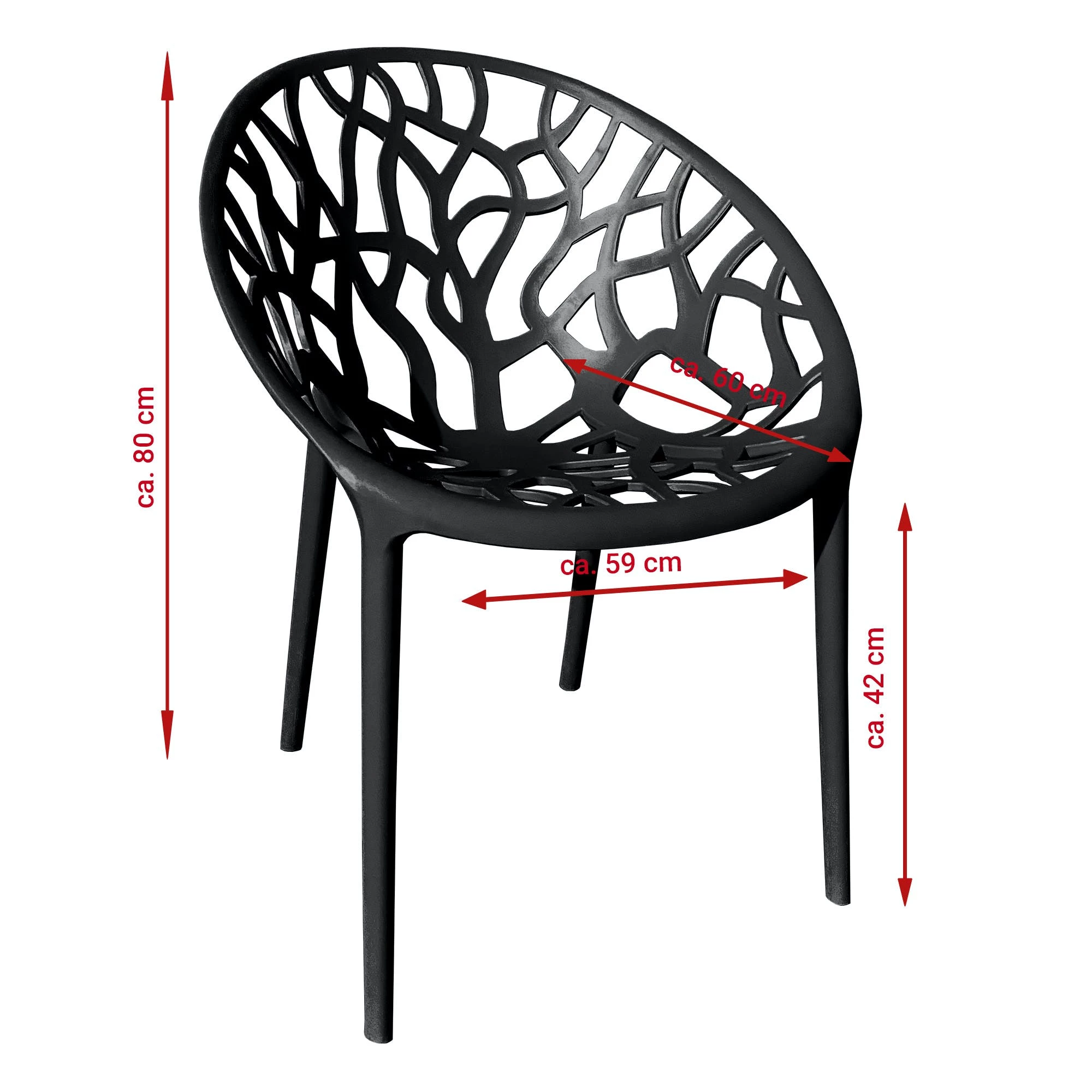 Null Gartenstuhl Kunststoff Stapelstuhl Bistrostuhl Küchenstuhl Stuhl Stapelbar 2 St. Schwarz – Bild 6