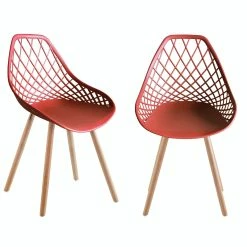 Null 2er 4er Set Design Kunststoffstuhl Küchenstuhl Esszimmerstuhl Gartenstuhl Stuhl Holzbein 2 St. Bordeaux