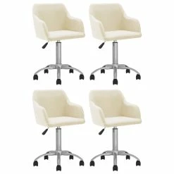 Null VidaXL Esszimmerstühle 4 Stk. Drehbar Creme Stoff