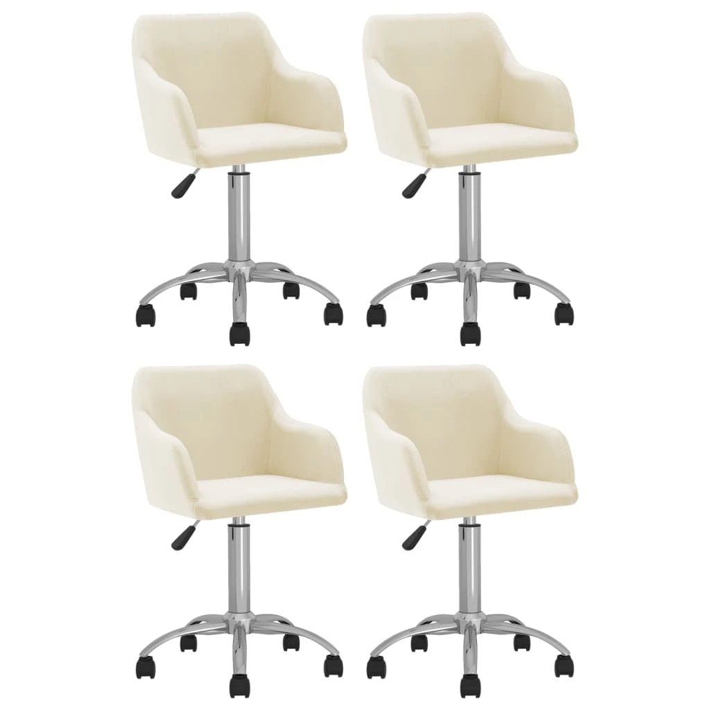 Null VidaXL Esszimmerstühle 4 Stk. Drehbar Creme Stoff – Bild 3