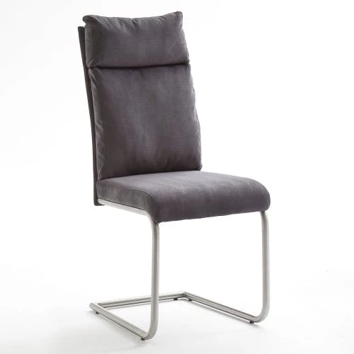 Null Raburg 2er-Set Esszimmerstuhl PIA In ANTHRAZIT, Chenille-Look, Gestell SILBER – Bild 7