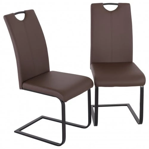Null Raburg 2er Set Esszimmerstuhl LEONARDO In CIOCCOLATO-BRAUN, Gestell In SEIDEN-SCHWARZ – Bild 4
