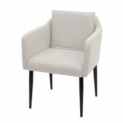 Null Esszimmerstuhl HWC-H93, Küchenstuhl Lehnstuhl Stuhl ~ Stoff/Textil Creme-beige