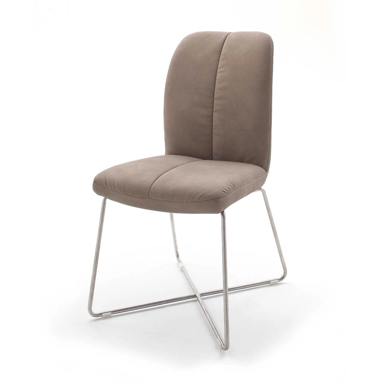 Null Stuhl 2er Set In Braun X- Kufengesgtell In Anthrazit Lackiert – Bild 4