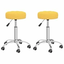 Null VidaXL Esszimmerstühle 2 Stk. Drehbar Senfgelb Stoff