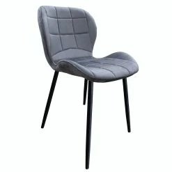 Null Esszimmerstuhl, Küchenstuhl , Mit Einem Samtvelours Bezug Und Einem Metallgestell 1 St. Samt - Dunkelgrau