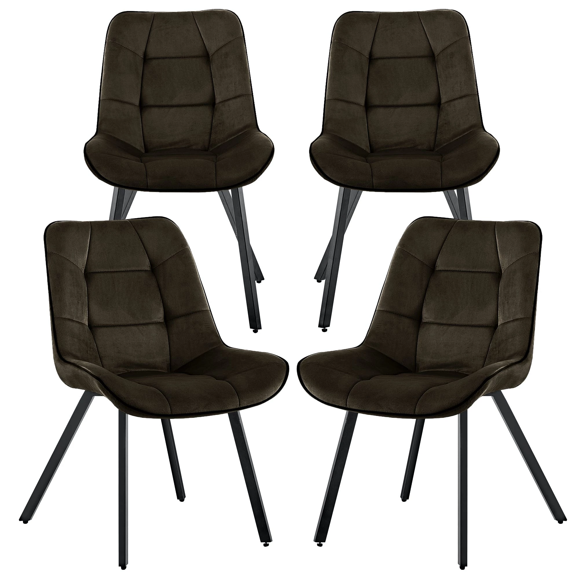 Null Samtstühle Stoffstühle Polsterstuhl Esszimmerstühle Küchenstühle Aus Samt Metallbeine 4 St. Braun