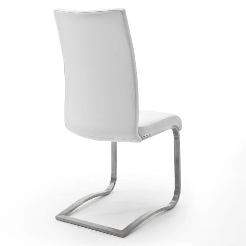 Null Raburg 2er-Set Esszimmerstuhl ARCO In WEIß, Echtleder, Gestell SILBER – Bild 6