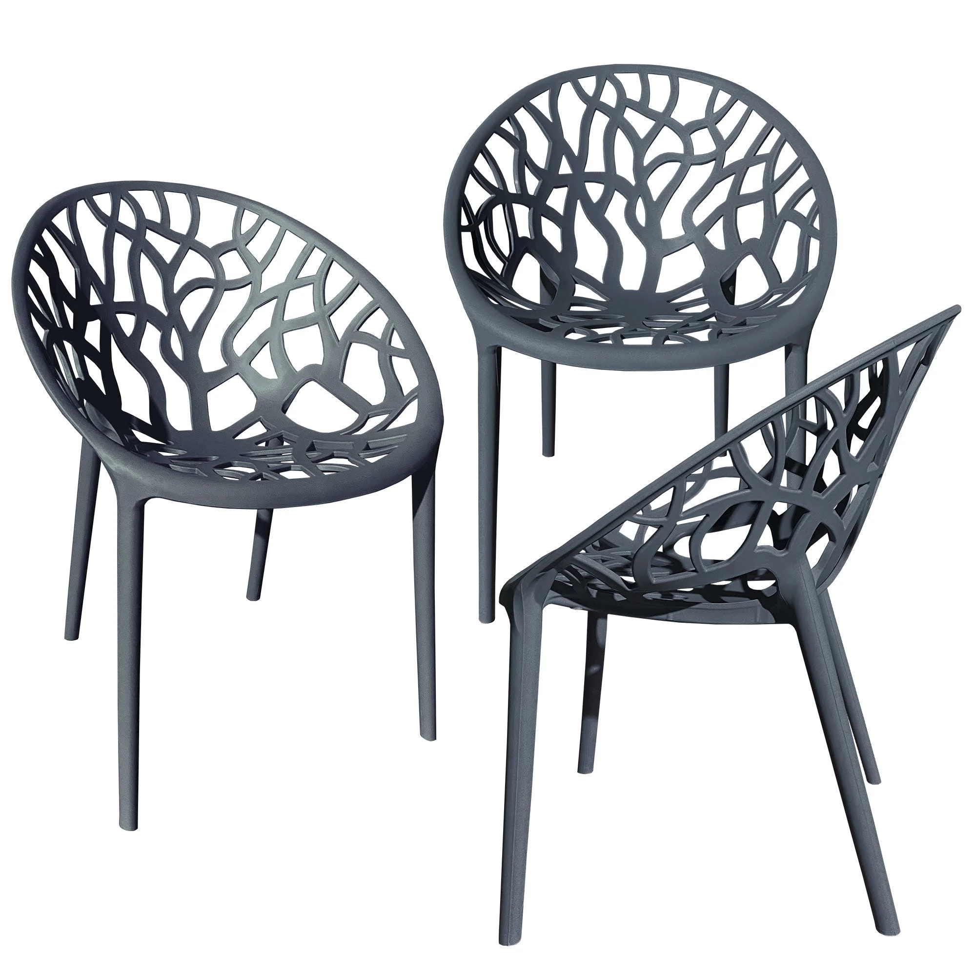 Null Gartenstuhl Kunststoff Stapelstuhl Bistrostuhl Küchenstuhl Stuhl Stapelbar 2 St. Dunkelgrau – Bild 2