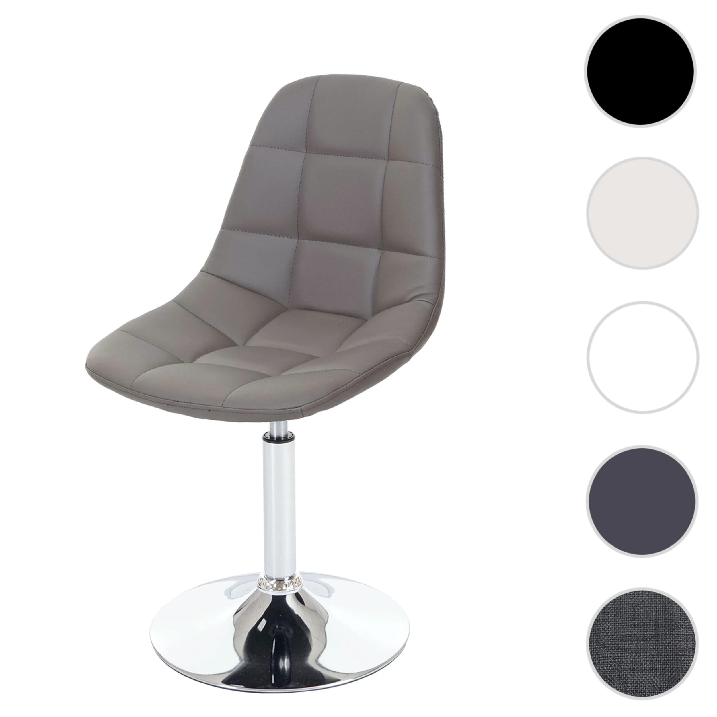 Null Esszimmerstuhl HWC-A60, Stuhl Drehstuhl, Retro 50er Jahre Design ~ Kunstleder Taupe-grau, Chromfuß – Bild 2