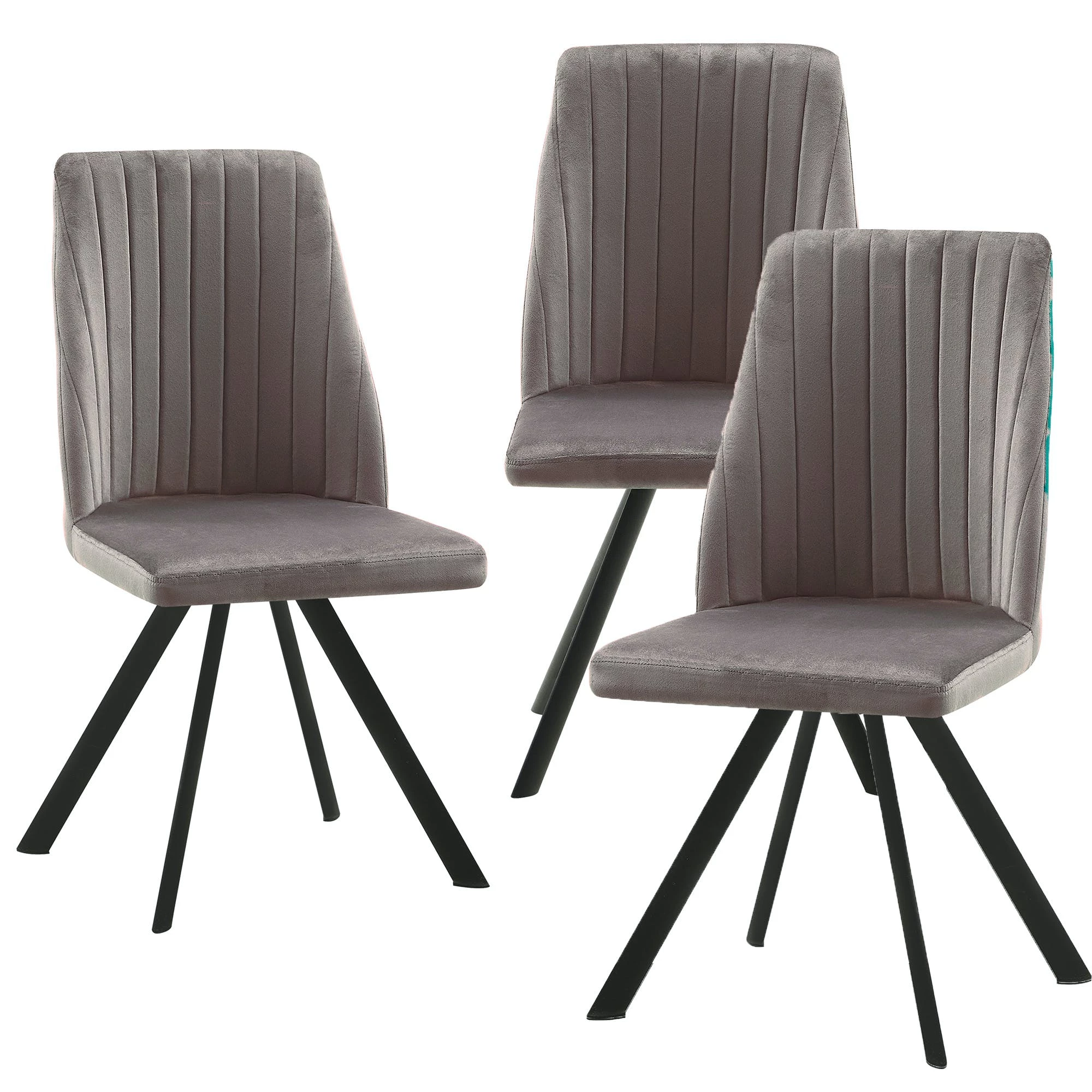 Null Esszimmerstühle Küchenstuhl Polsterstuhl Design Stuhl Mit Rückenlehne, Mit Sitzfläche Aus Samt, Gestell Aus Metall 1 St. Taupe – Bild 3