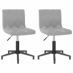 Null VidaXL Esszimmerstühle 2 Stk. Drehbar Hellgrau Samt