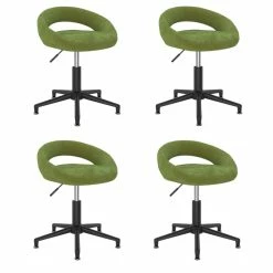 Null VidaXL Esszimmerstühle 4 Stk. Drehbar Hellgrün Samt