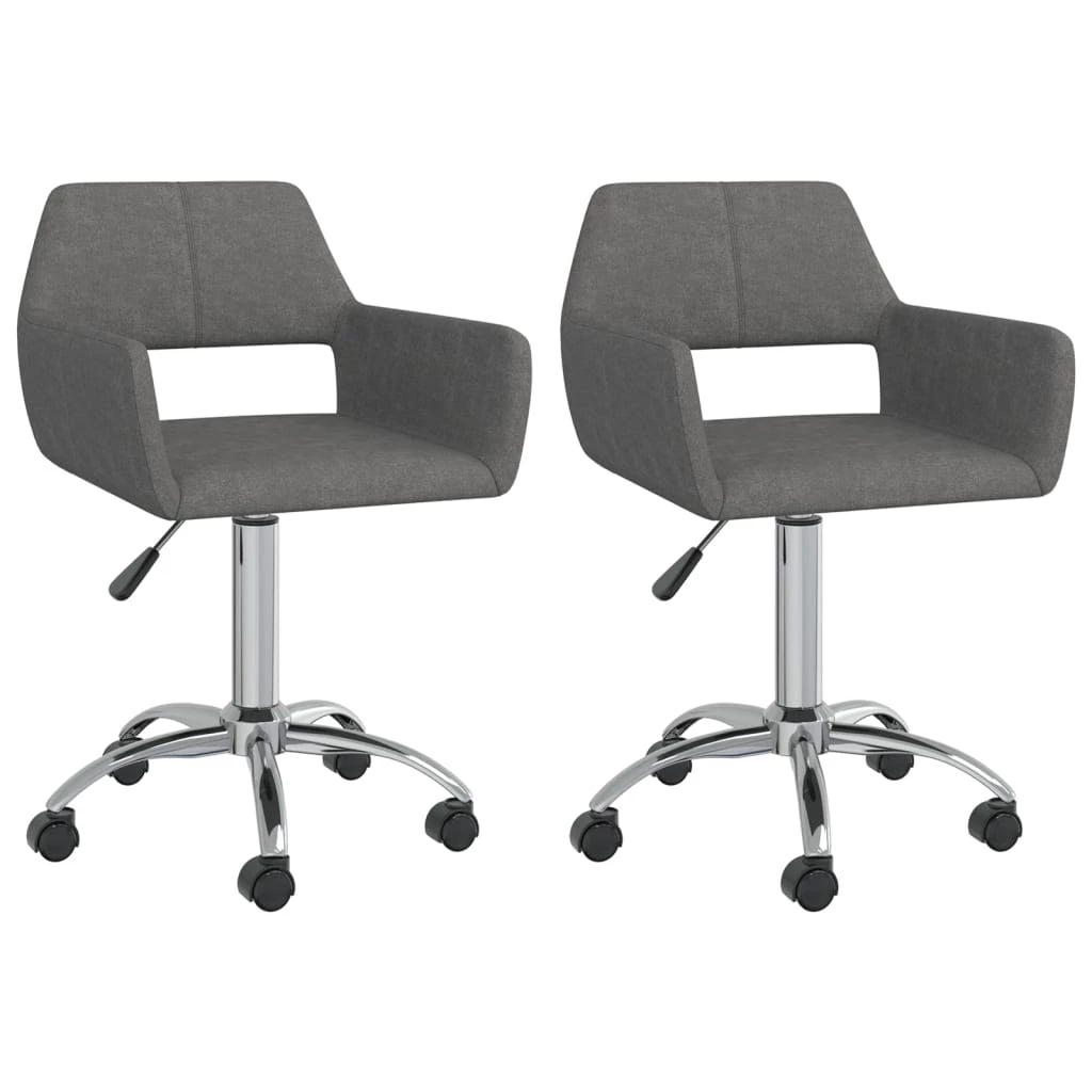 Null VidaXL Esszimmerstühle 2 Stk. Drehbar Dunkelgrau Stoff – Bild 4