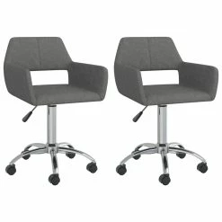 Null VidaXL Esszimmerstühle 2 Stk. Drehbar Dunkelgrau Stoff