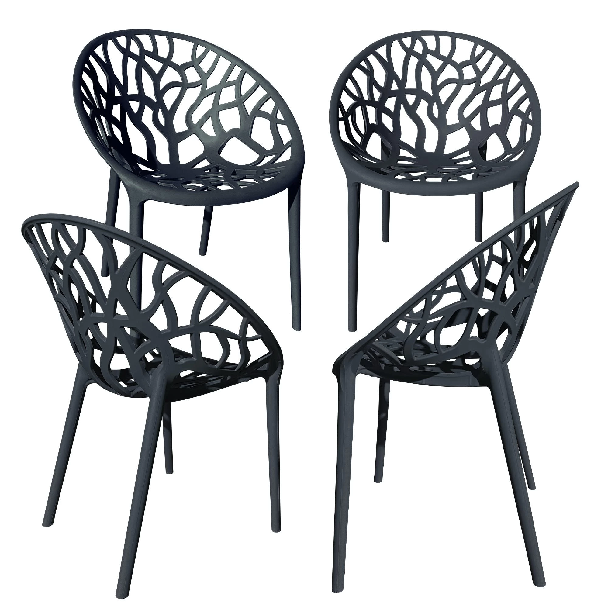 Null Gartenstuhl Kunststoff Stapelstuhl Bistrostuhl Küchenstuhl Stuhl Stapelbar 2 St. Dunkelgrau – Bild 4