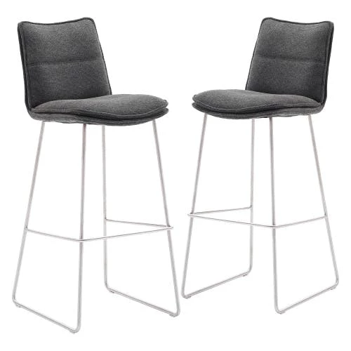 Null Raburg 2er-Set Esszimmerstuhl PIA In ANTHRAZIT, Chenille-Look, Gestell SILBER – Bild 3