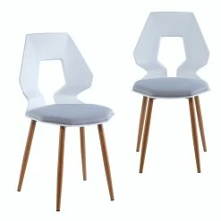 Null 2er 4er Set Design Stühle Esszimmerstühle Küchenstühle Wohnzimmerstuhl Bürostuhl Kunststoff 2 St. Weiß / Hellgrau